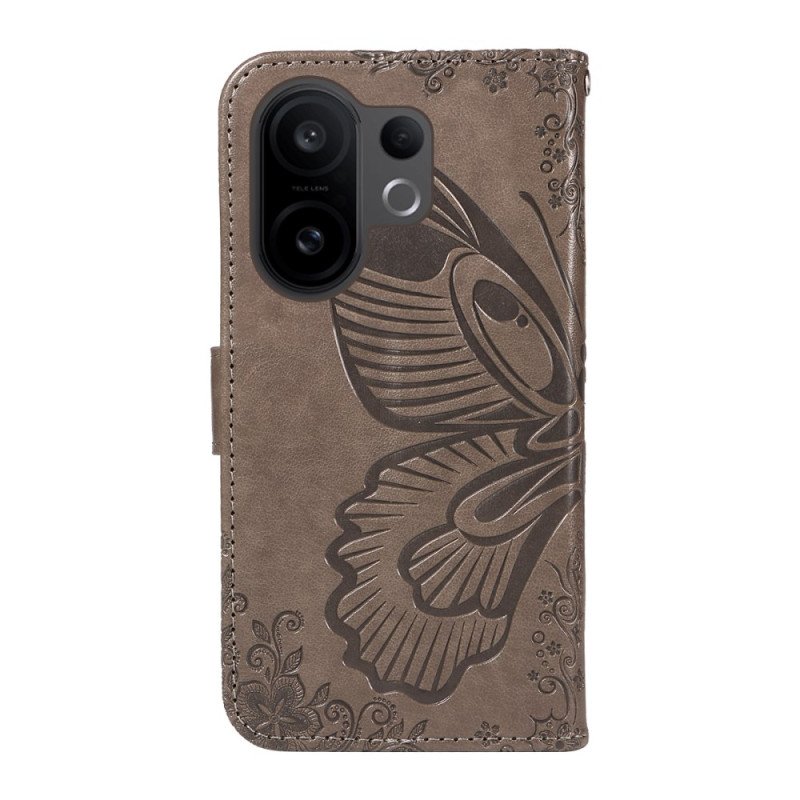 Läderfodral Vivo X200 Fe Telefonfodral Grafisk Fjäril