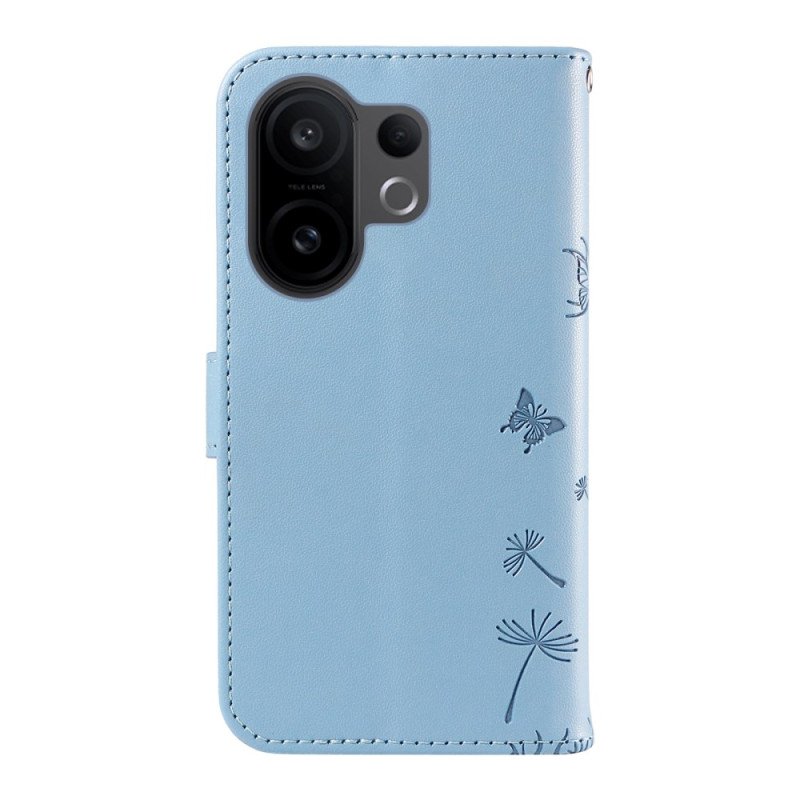 Läderfodral Vivo X200 Fe Telefonfodral Maskrosrem