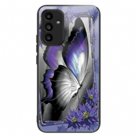 Skal Samsung Galaxy A15 5g Lila Fjärilshärdat Glas