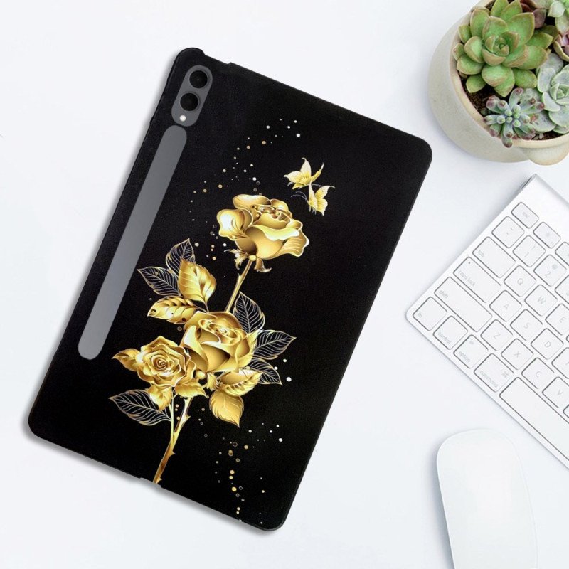 Skal Samsung Galaxy Tab S11 Ultra Fjärilar Och Gyllene Rosor