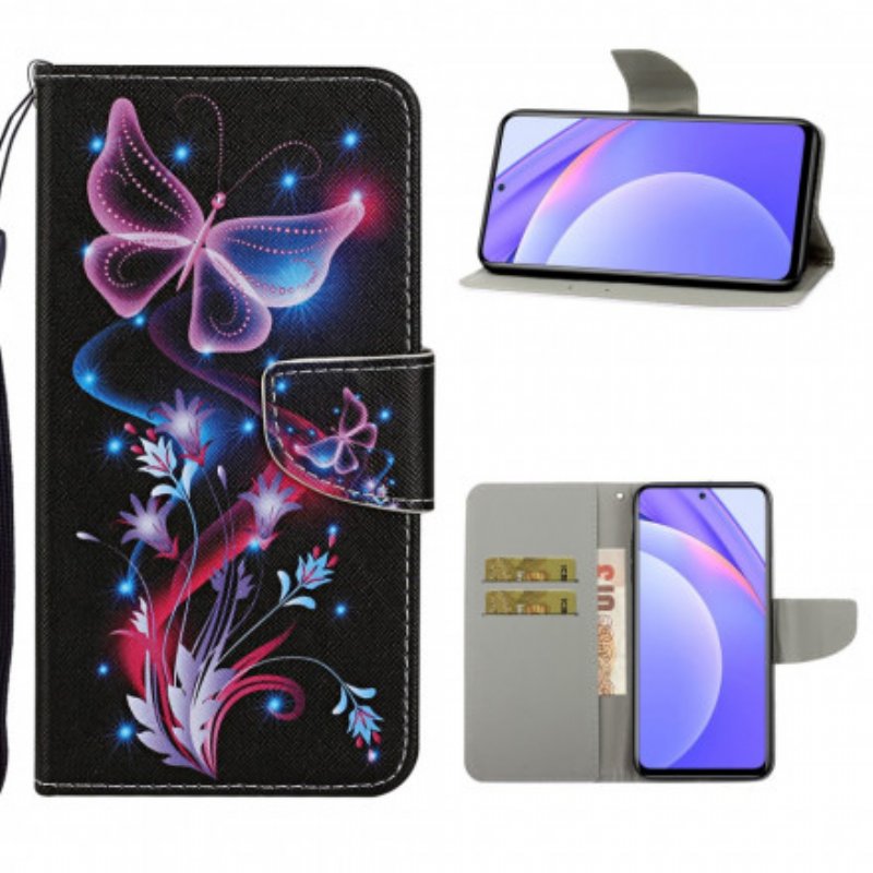 Fodral Xiaomi Redmi Note 9 Pro 5G Fjärilar Och Linne