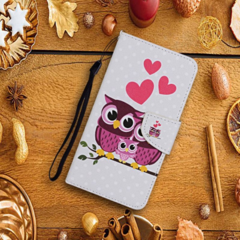 Folio-fodral Xiaomi Redmi Note 9 Pro 5G Ugglafamilj Med Snodd