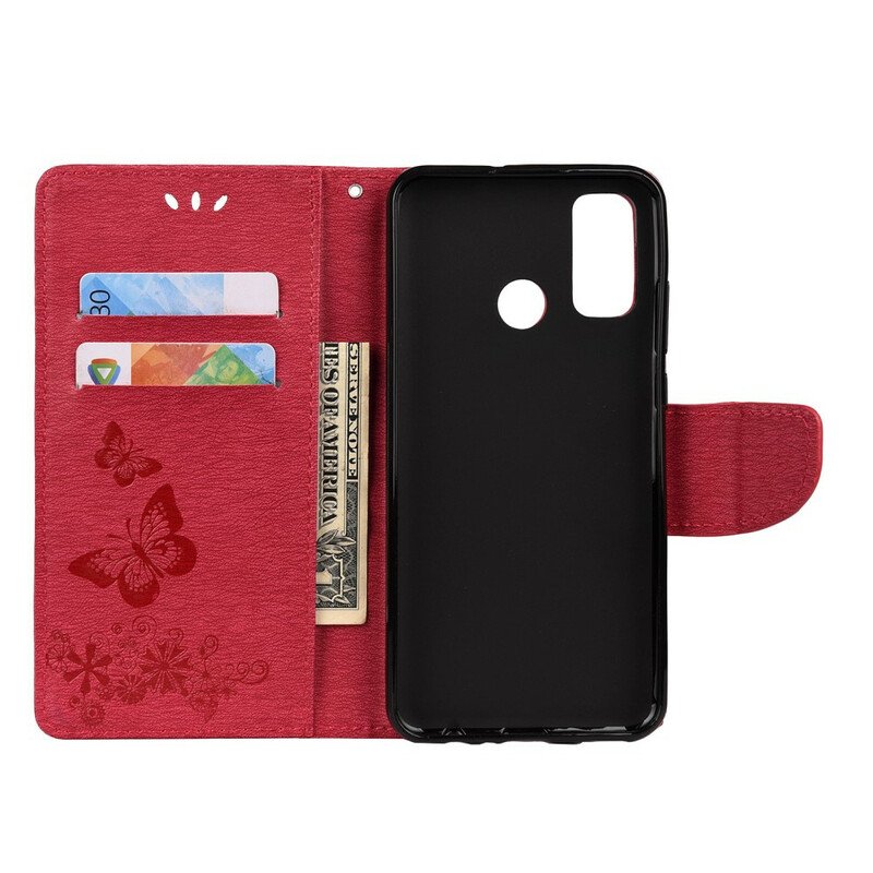 Fodral Huawei P Smart 2020 Med Kedjar Fantastiska Remfjärilar