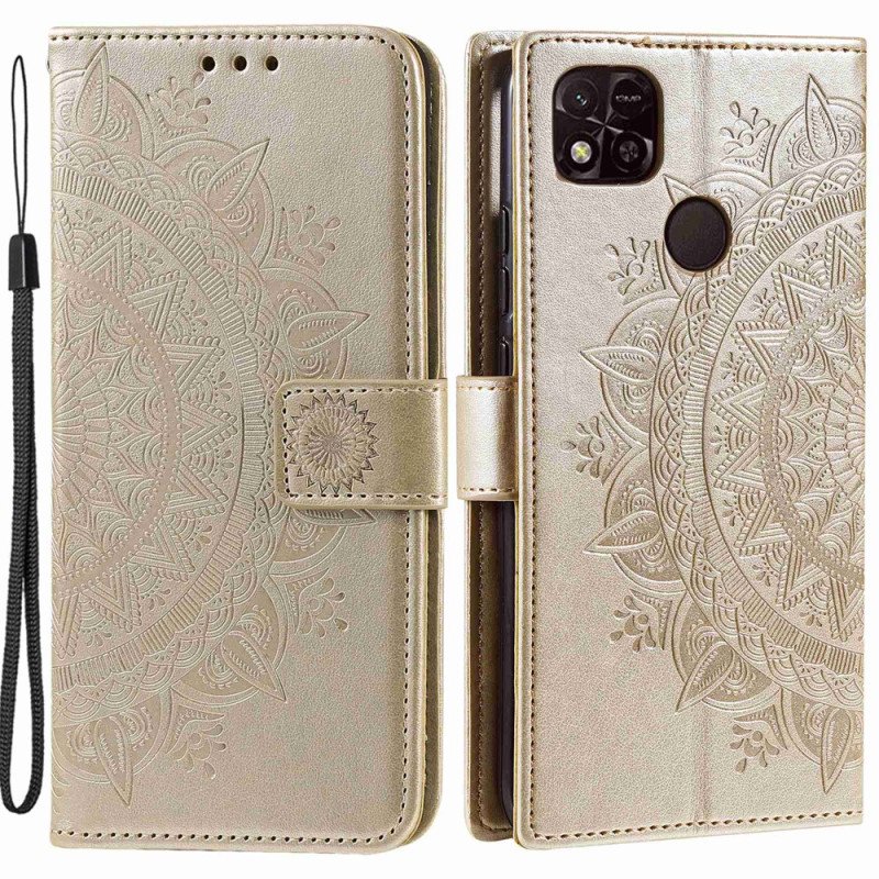 Läderfodral Xiaomi Redmi 10A Mandala Sun Med Snodd