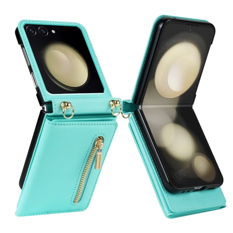 Case Samsung Galaxy Z Flip 7 Telefonfodral Rfid-plånbok Och Axelrem