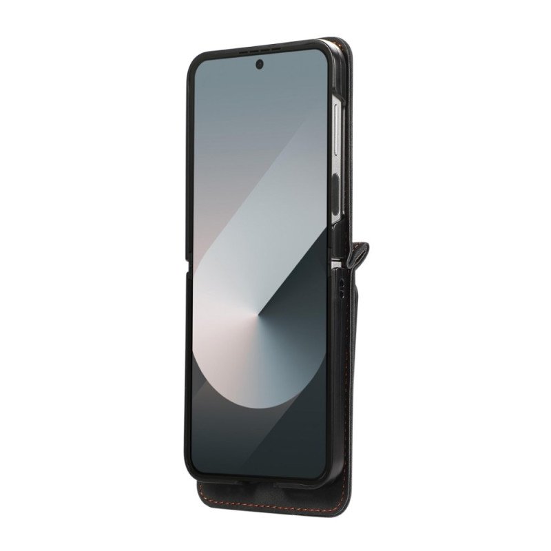 Fodral För Samsung Galaxy Z Flip 7 Korthållare Och Axelrem I Lädereffekt