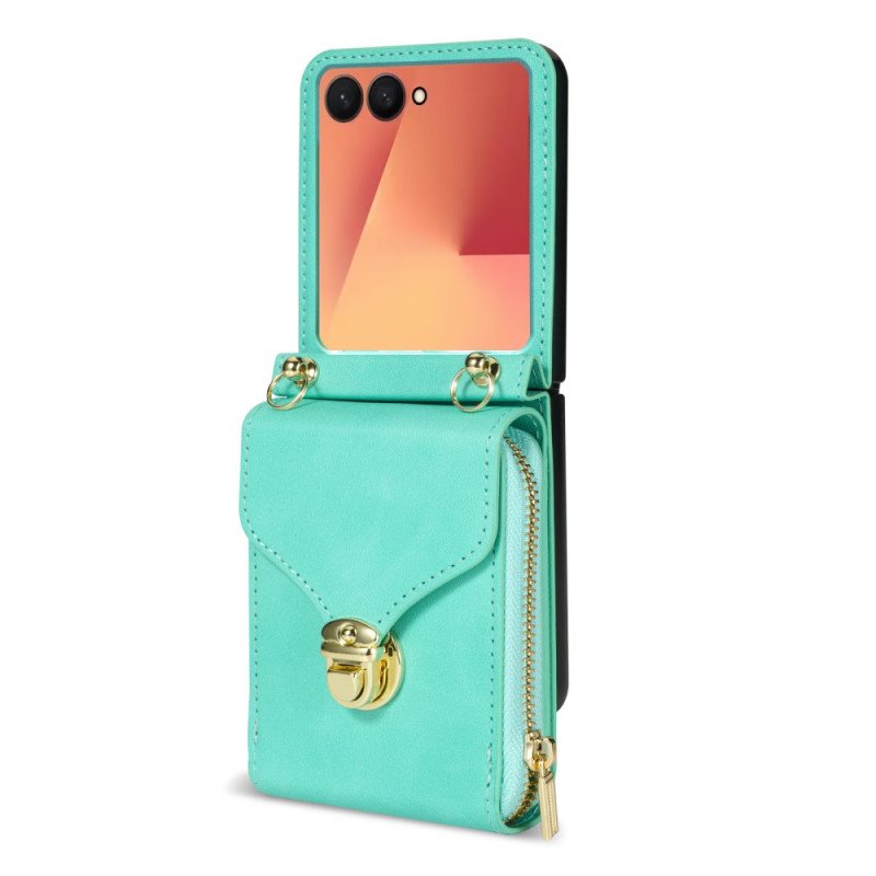 Fodral Samsung Galaxy Z Flip 7 Dragkedja-plånbok Och Axelrem