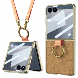 Skal För Samsung Galaxy Z Flip 7 Ringhållare Och Avtagbar Axelrem