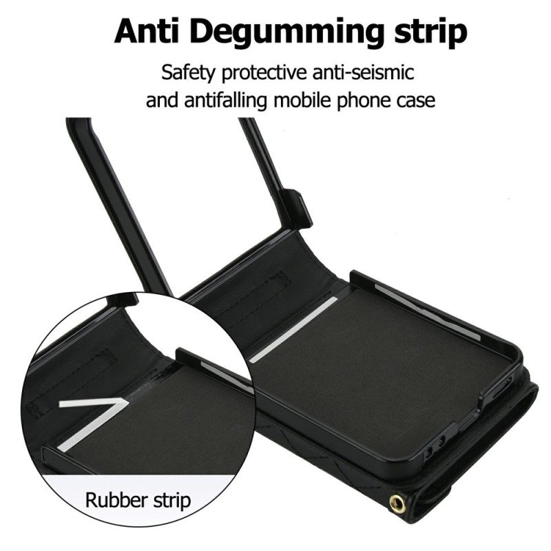 Skal För Samsung Galaxy Z Flip 7 Vadderad Korthållare Och Axelrem