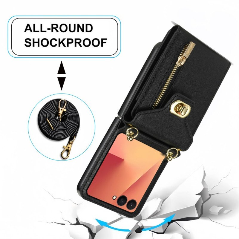 Skal Samsung Galaxy Z Flip 7 Dragkedja-plånbok Och Axelrem