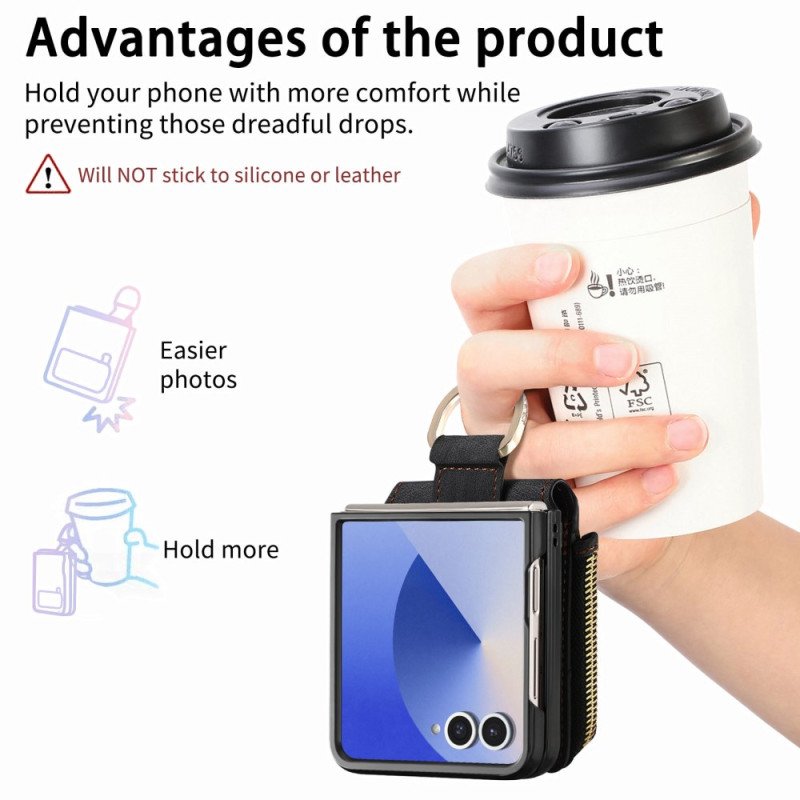 Skal Samsung Galaxy Z Flip 7 Fack Med Dragkedja Och Korthållare