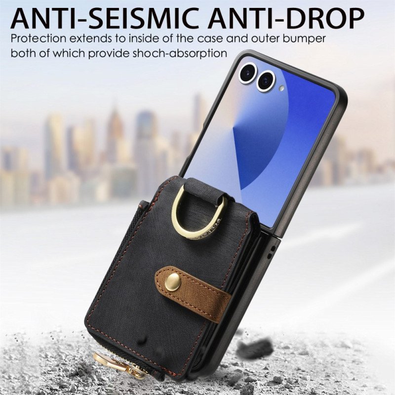 Skal Samsung Galaxy Z Flip 7 Fack Med Dragkedja Och Korthållare