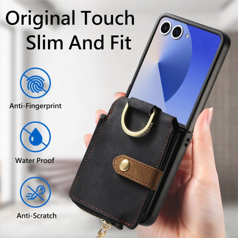 Skal Samsung Galaxy Z Flip 7 Fack Med Dragkedja Och Korthållare