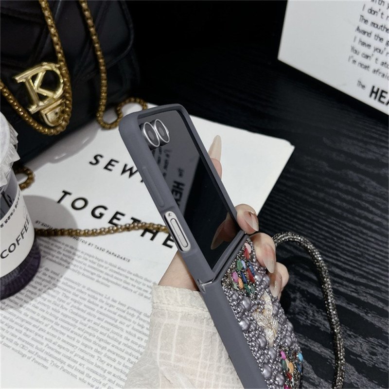 Skal Samsung Galaxy Z Flip 7 Glitterdesign Och Handledsrem