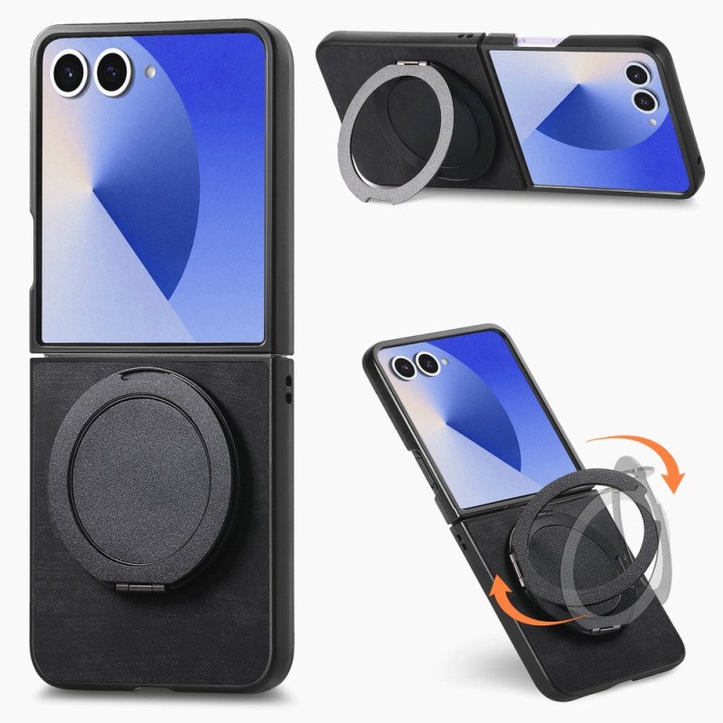 Skal Samsung Galaxy Z Flip 7 Lädereffekt Med Roterande Stativ