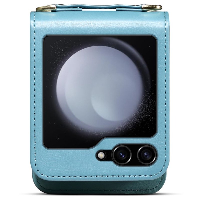 Skal Samsung Galaxy Z Flip 7 Marmorerad Korthållare Och Axelrem