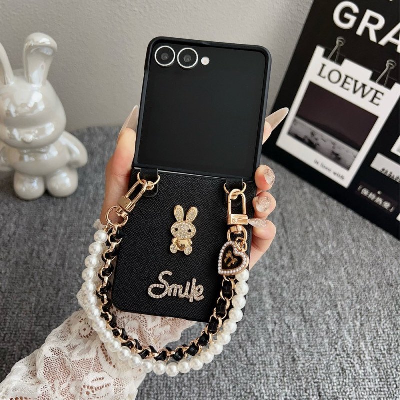 Skal Samsung Galaxy Z Flip 7 Smiley-kanin Med Armband