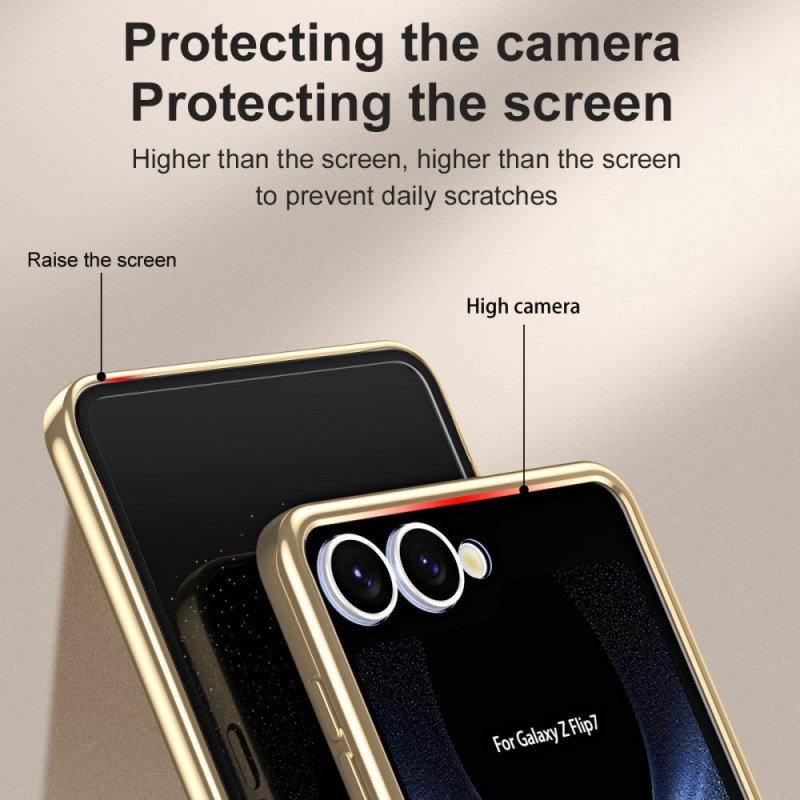 Skal Samsung Galaxy Z Flip 7 Telefonfodral Metallisk Kant Med Skärmskydd