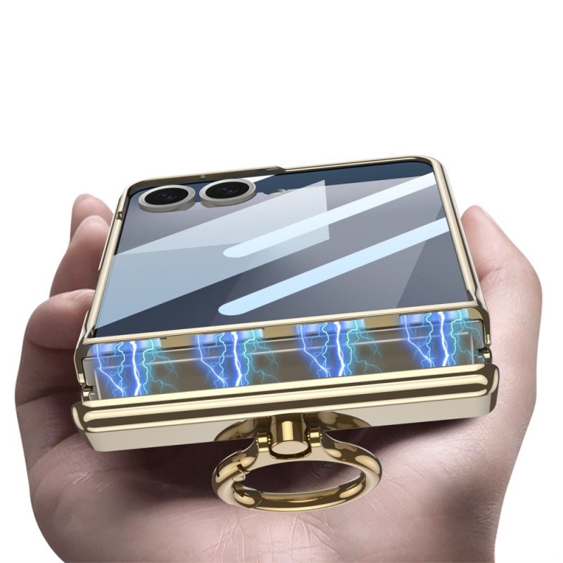 Skal Samsung Galaxy Z Flip 7 Transparent Med Stativ Och Magnetiskt Skydd Gkk