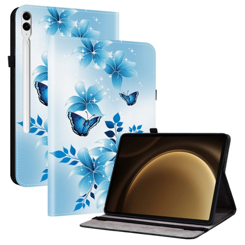 Case Samsung Galaxy Tab S10 Plus Telefonfodral Blått Fjärilsmönster
