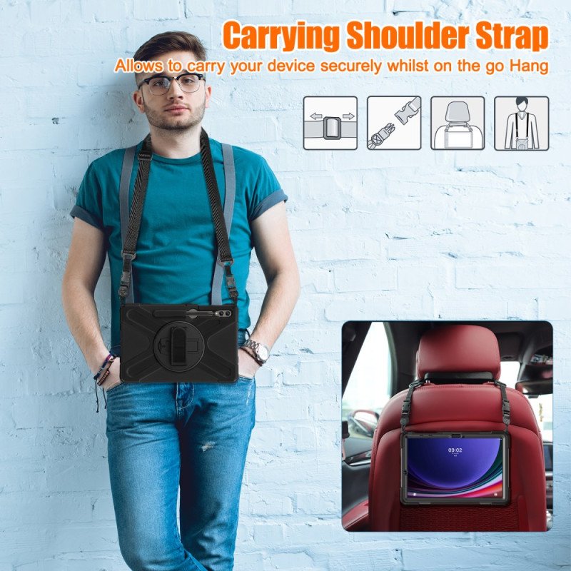 Skal Samsung Galaxy Tab S10 Plus Telefonfodral Slitstarkt Stativ Och Axelrem