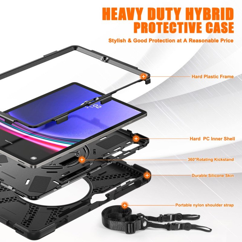 Skal Samsung Galaxy Tab S10 Plus Telefonfodral Slitstarkt Stativ Och Axelrem