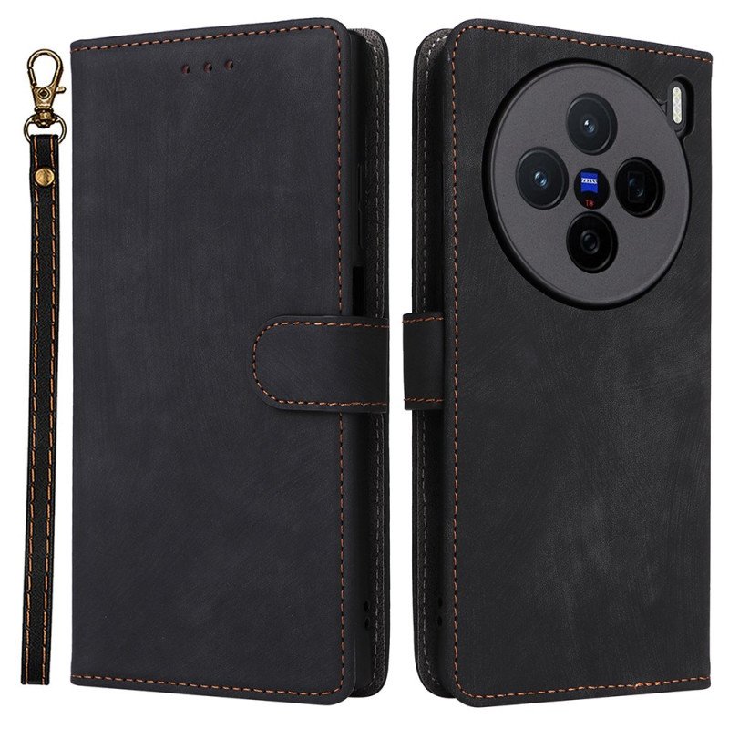 Fodral Vivo X200 Mockaeffekt Med Rem