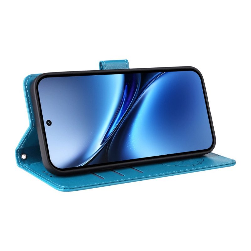 Läderfodral Vivo X200 Telefonfodral Blommigt Fjärilsmönster