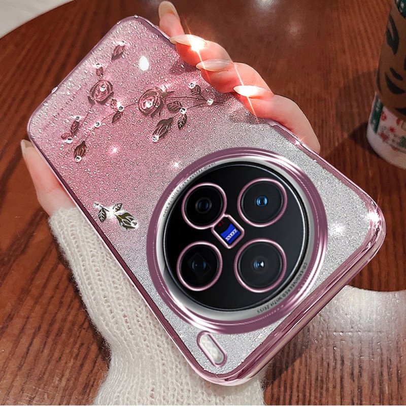 Skal För Vivo X200 Fodral Med Blommor Och Strass