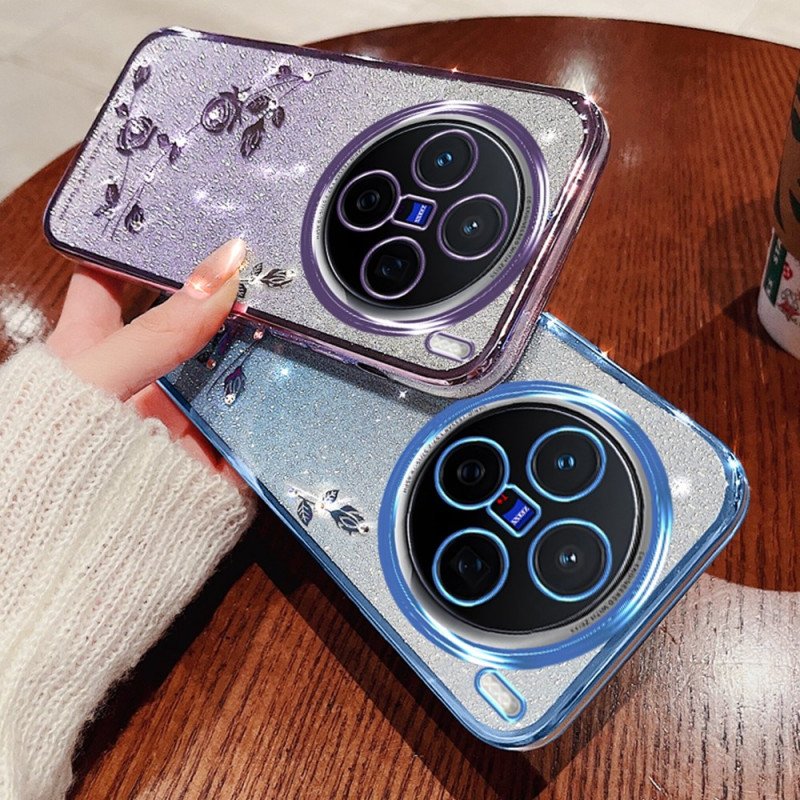 Skal För Vivo X200 Fodral Med Blommor Och Strass