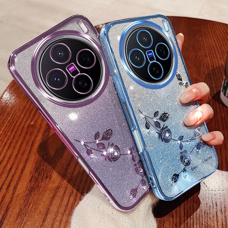 Skal För Vivo X200 Fodral Med Blommor Och Strass