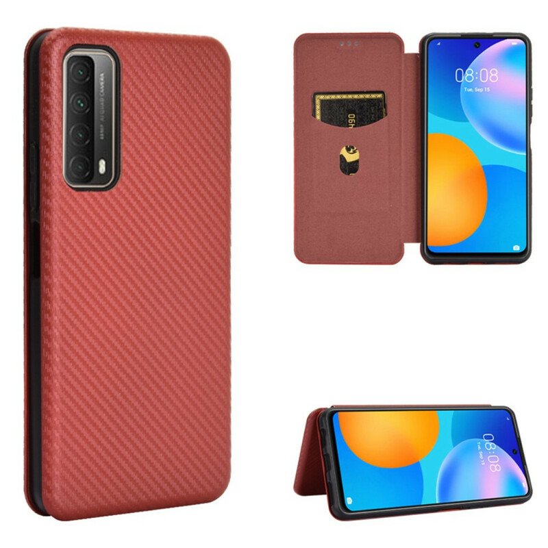 Folio-fodral Huawei P Smart 2021 Läderfodral Kolfiber