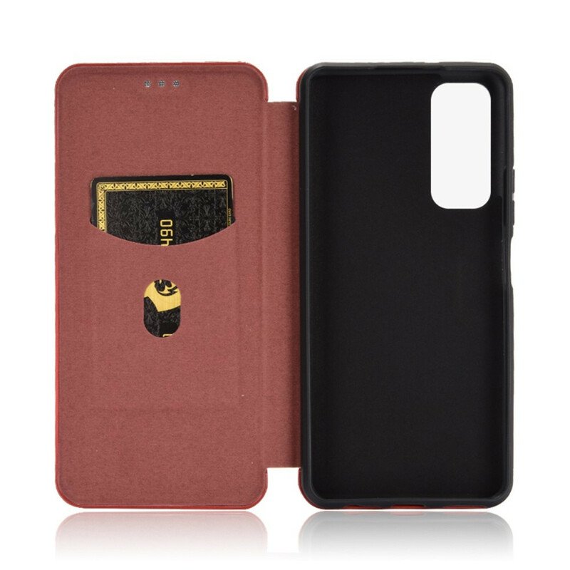 Folio-fodral Huawei P Smart 2021 Läderfodral Kolfiber