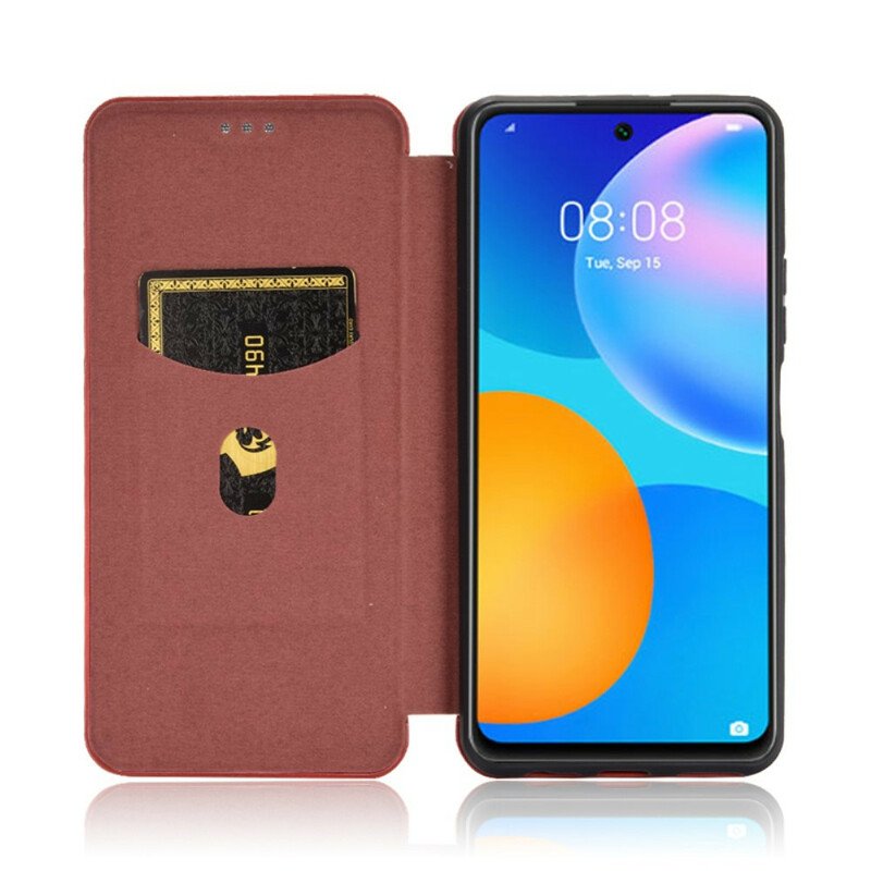 Folio-fodral Huawei P Smart 2021 Läderfodral Kolfiber