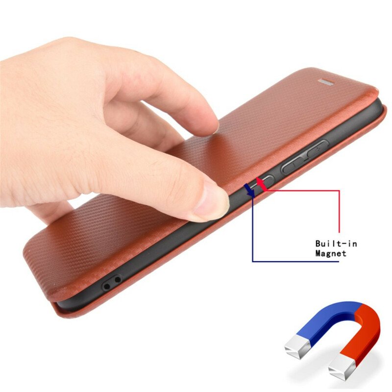 Folio-fodral Huawei P Smart 2021 Läderfodral Kolfiber