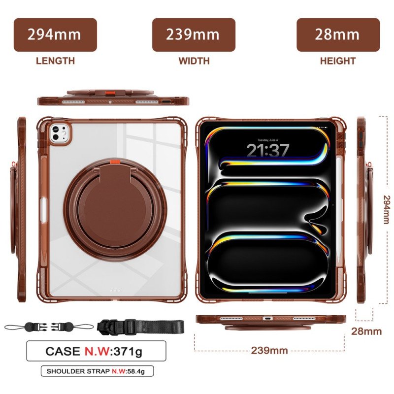 Skal iPad Pro 13 (2025) Justerbart Stativ Och Axelrem