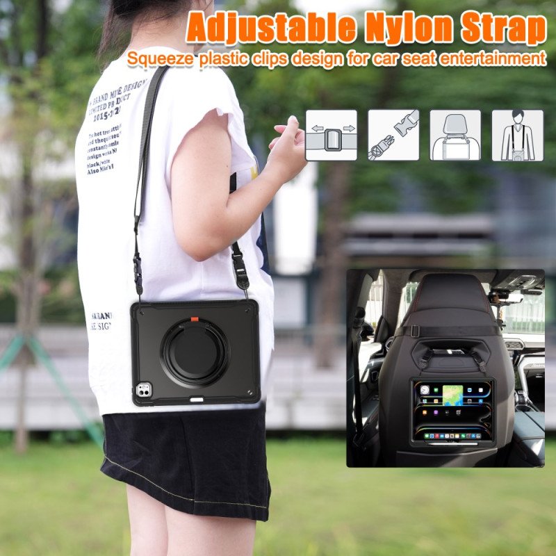 Skal iPad Pro 13 (2025) Roterande Stativ Och Axelrem