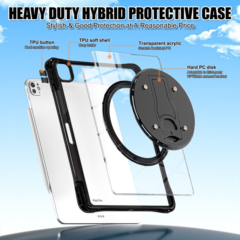 Skal iPad Pro 13 (2025) Telefonfodral Transparent Med Stativ