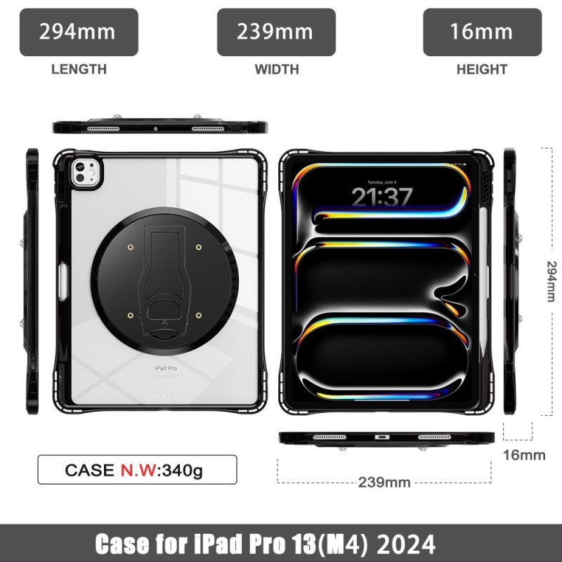 Skal iPad Pro 13 (2025) Telefonfodral Transparent Med Stativ