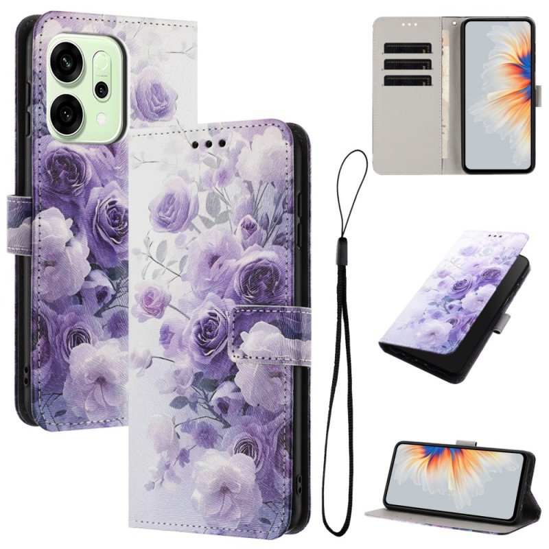 Fodral Oppo Reno 14 Pro 5g Lila Rosor
