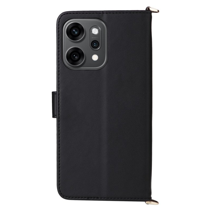 Läderfodral Oppo Reno 14 Pro 5g Telefonfodral Vadderad Med Rem Och Handledsrem