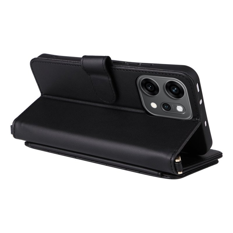 Läderfodral Oppo Reno 14 Pro 5g Telefonfodral Vadderad Med Rem Och Handledsrem