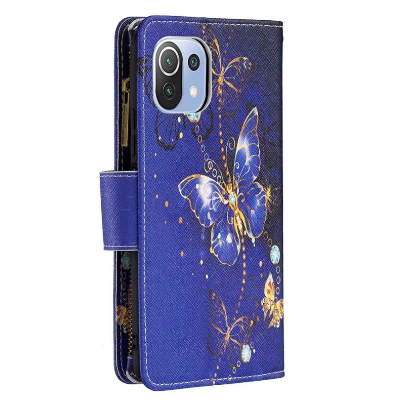 Fodral Xiaomi Mi 11 Lite 4G / 5G / 5G NE Fjärilar Med Dragkedja