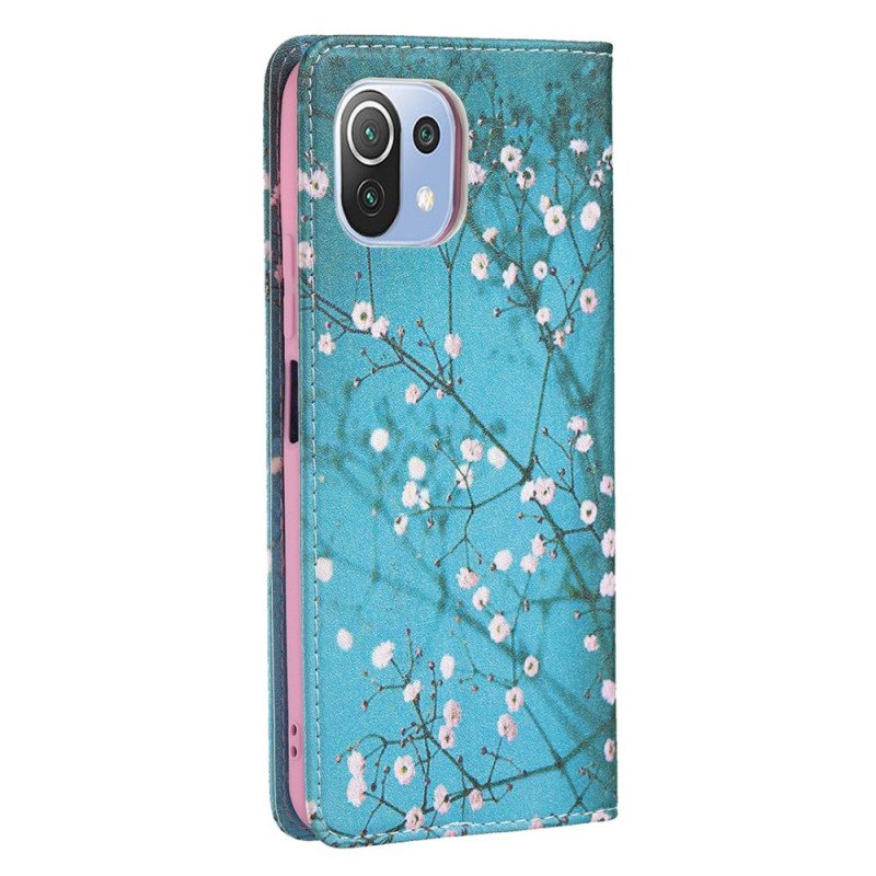 Folio-fodral Xiaomi Mi 11 Lite 4G / 5G / 5G NE Läderfodral Blommande Grenar