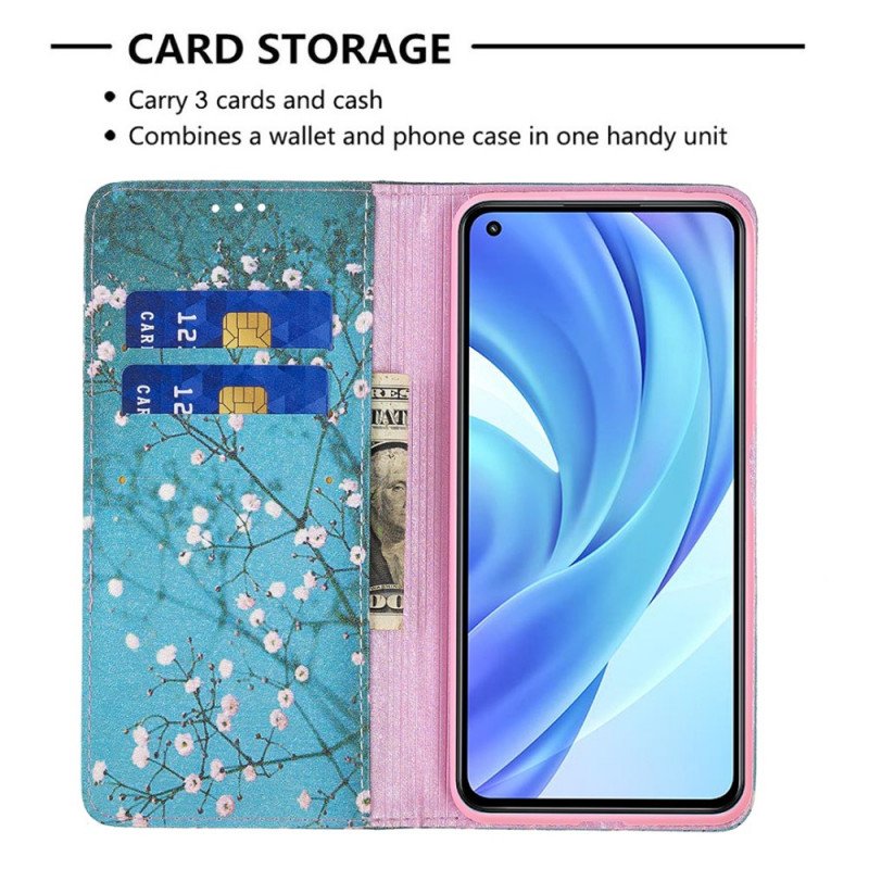 Folio-fodral Xiaomi Mi 11 Lite 4G / 5G / 5G NE Läderfodral Blommande Grenar