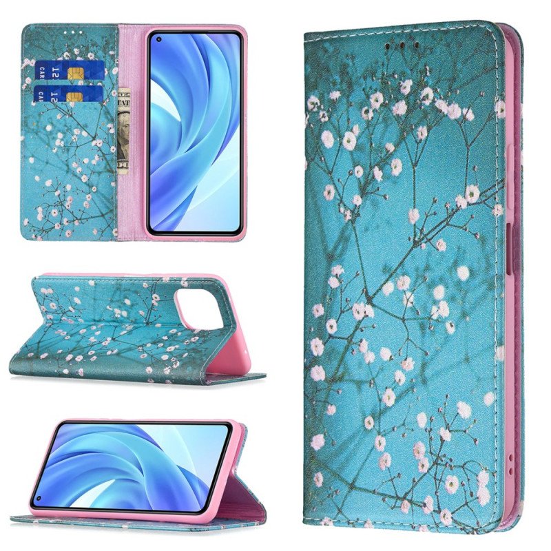 Folio-fodral Xiaomi Mi 11 Lite 4G / 5G / 5G NE Läderfodral Blommande Grenar