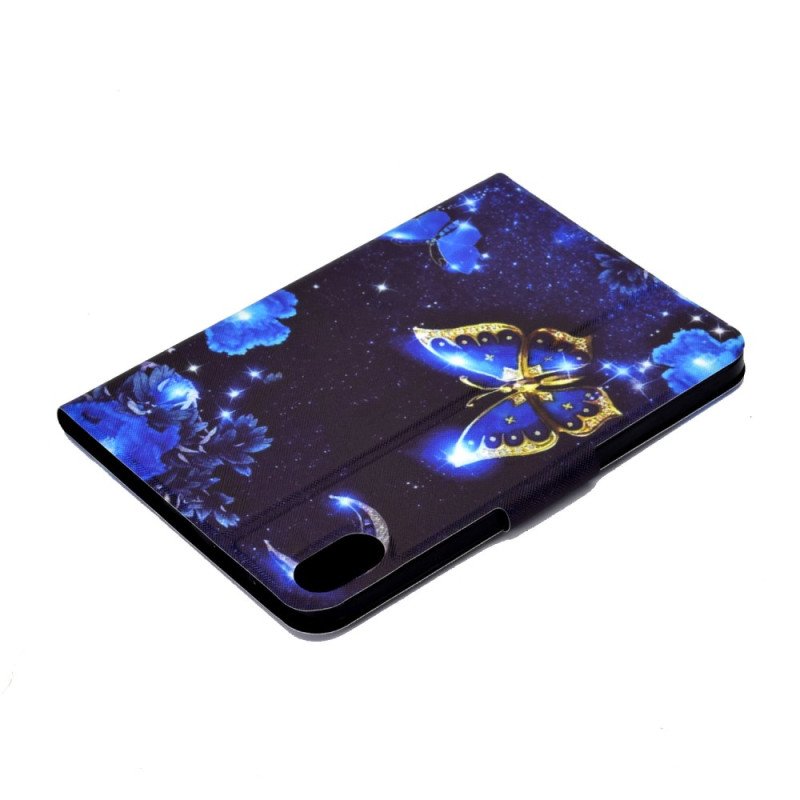 Fodral Samsung Galaxy Tab S11 Blå Och Guldfärgad Fjäril