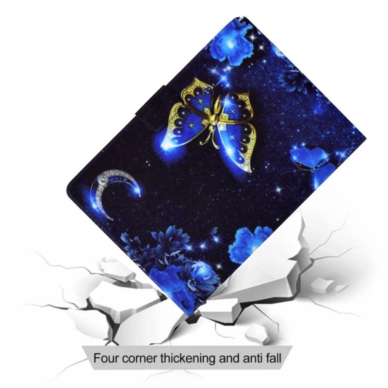 Fodral Samsung Galaxy Tab S11 Blå Och Guldfärgad Fjäril