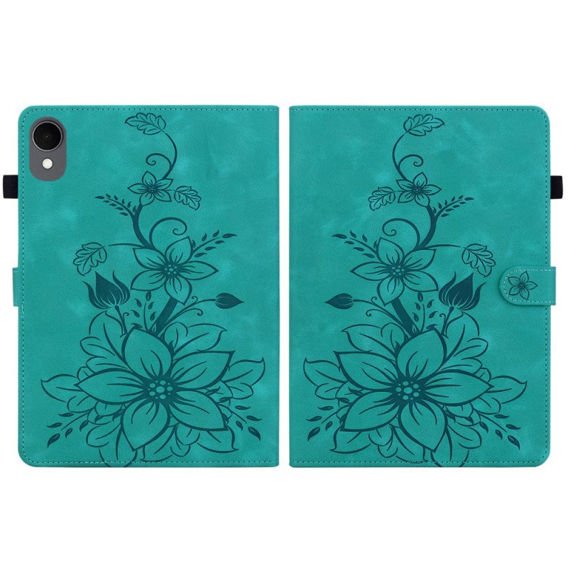 Fodral Samsung Galaxy Tab S11 Blommigt Mönster Med Mockaeffekt