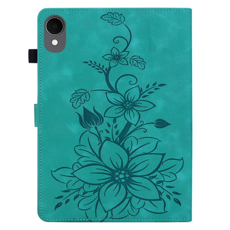 Fodral Samsung Galaxy Tab S11 Blommigt Mönster Med Mockaeffekt